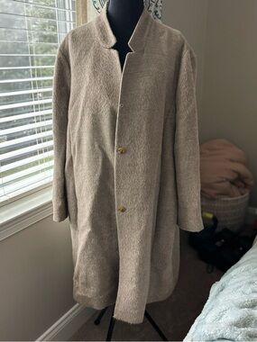 Eileen Fisher Taupe Brushed Wool-Blend Coat